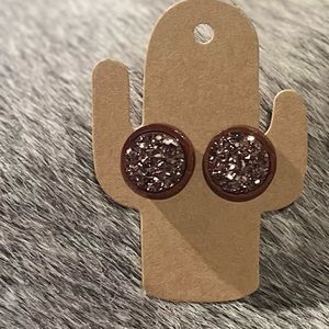 Metallic Rose Gold Faux Druzy Earrings